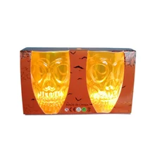 2pcs Halloween Skull Wine Glass Bar Ktv Supplies Props Ghost Head Wine Glass With Led Light New