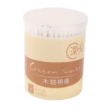 150/200 шт./кор. компактный ватные тампоны Двойные головки деревянные палочки для носа, чистка ушей Косметика медицинских ватных палочек