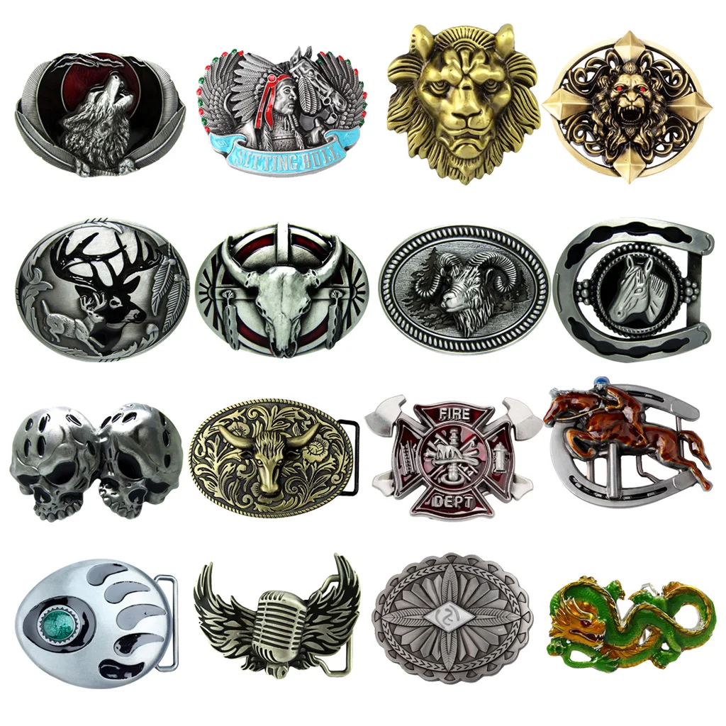 Western Cowboy Belt Buckle Metal Bull Skull Longhorn Buffalo Buckle Silver