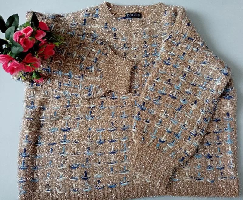 RUGOD, женский свитер, корейский стиль, шикарный, круглый вырез, Яркий шелковый цвет, в контрастную клетку, вязанные пуловеры для осени и зимы