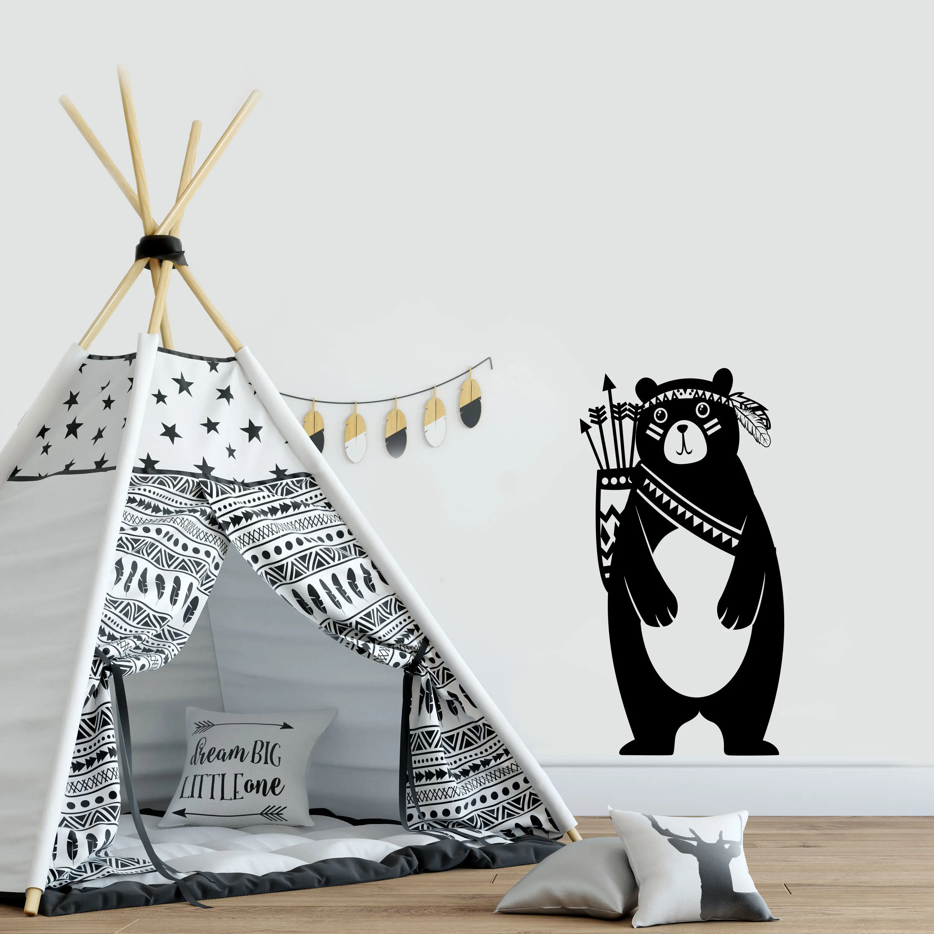 Этнический медведь, виниловые наклейки на стену, декор для детской комнаты, украшение для детской комнаты, Наклейки на стены
