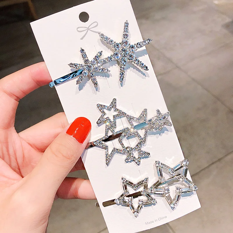 

New Luxury Shining Crystal Stars Hairpin For Women Elegant Headband Party Hair Ornament Barrette Hair Clip Lady Hair Accessories