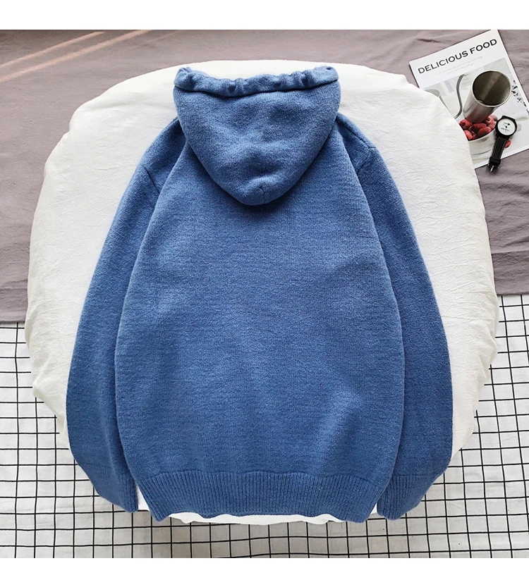 Hooded Sweater Men's Fashion Solid Color Casual Knit Pullover Man Wild Loose Long-sleeved Sweater Male Sweter Clothes M-2XL