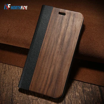 Northfire竹天然木ケースiphone 11/11 プロマックスxr x xs最大 6/6s/7/8 プラスpuレザーフリップケースcoqueポーチ