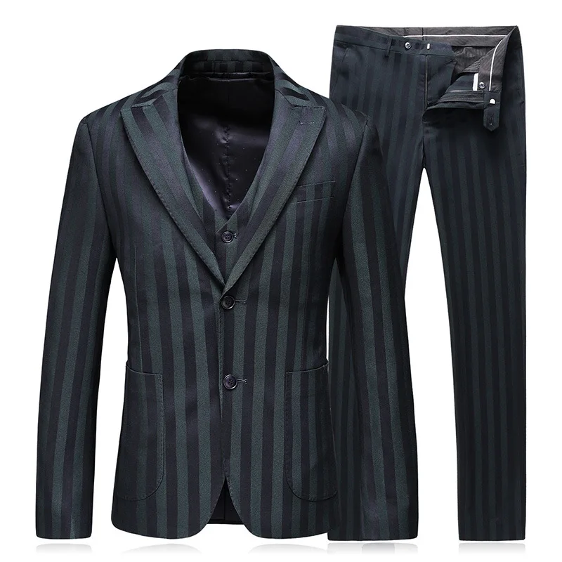 Striped Повседневные мужские костюмы из 3 предметов Модные мужские костюмы в клетку в полоску с брюками разные стили - Цвет: Striped
