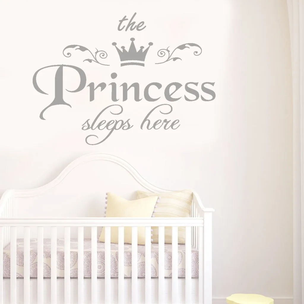 Princess Sleeps Here DIY Removable Girls Bedroom Wall Sticker Home Decals new