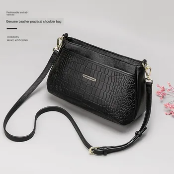 

Leather handbags 2020 new messenger bag temperament middle-aged mother shoulder bag crocodile pattern ladies bag