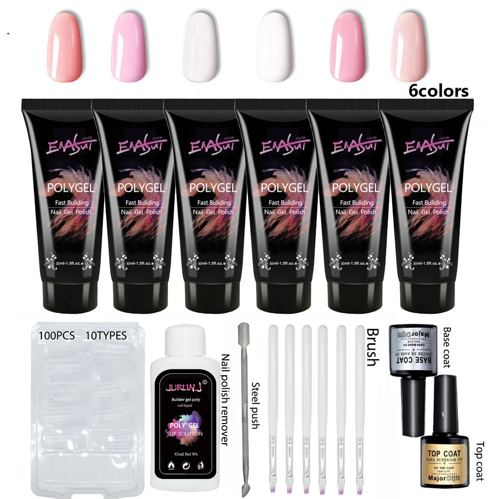 

ENASUI All For Manicure Extend Builder Poly Gel Nail Kit Professional Starter Kit 30ML With UV Top Base Coat100 Dual Forms