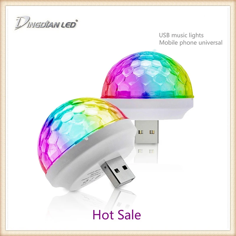 Автомобиль USB Музыка Звук управление лампы для мотоциклов многоцветный DJ Атмосфера лампы маленький волшебный шар 4 Вт DC 5 В светодио дный в