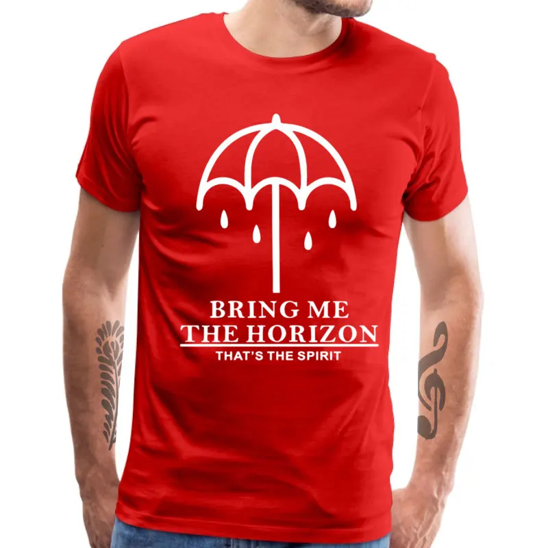 Bring_Me_The_Horizon_2353 100% Cotton Fabric Tops Shirts for Men Classic T-Shirt Hot Sale Crewneck Tops & Tees Short Sleeve Bring_Me_The_Horizon_2353 red