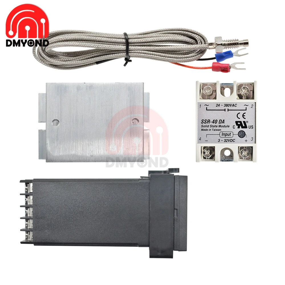 Temperature Controller REX-C100 Digital PID Thermostat + 40DA SSR Relay + K Type Thermocouple 1M 2M Probe RKC Sensor digital temperature controller digital thermostat
