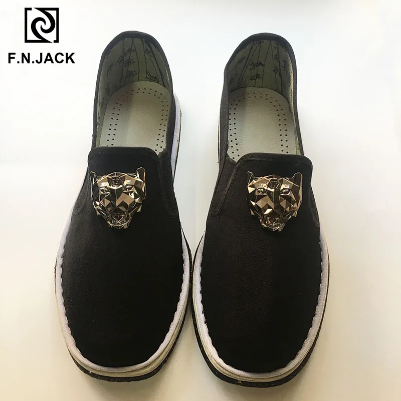 

F.N.JACK Trending Metal Hardware Decoration Shoes for Men Casual Loafers Basic Slip on Shoes Man