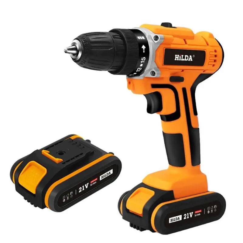 New Style 21V Impact Drill Electric Hand Drill Battery Cordless Hammer Drill Electric Screwdriver Home Diy Power Tools