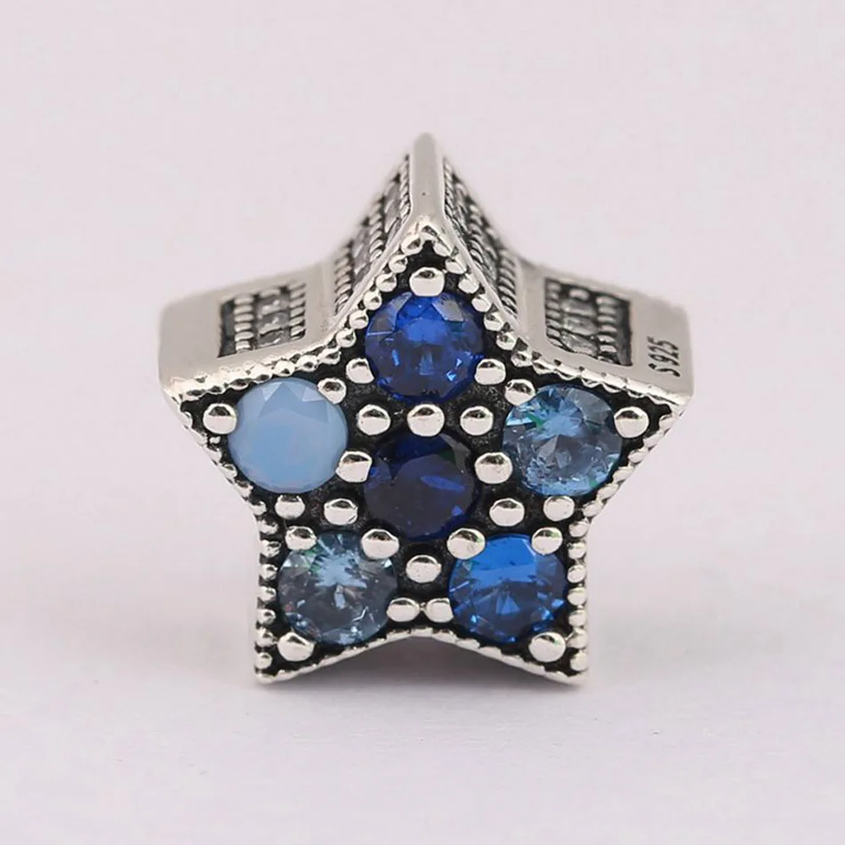 Authentic S925 Silver Bead DIY Jewelry Bright Star Charms fit Pandora Bracelet Girl Lady Birthday Gift Multi-Colored Crystals