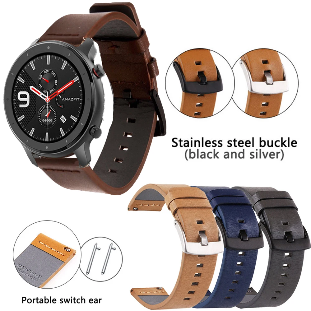 Ремешок для часов из натуральной кожи Xiaomi Huami Amazfit GTR 47/42 быстросъемный сменный