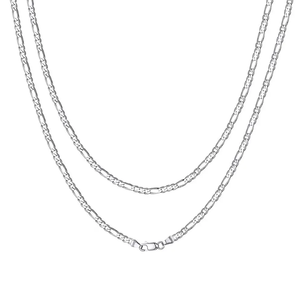 2.9mm Figaro Chain U7, пробы, серебряное итальянское, кубинское звено, цепочка для мужчин, женщин, детей, 2,8 мм/5 мм Figaro, многослойное ожерелье SC289 серебряные украшения - Цвет камня: 2.9mm Figaro Chain