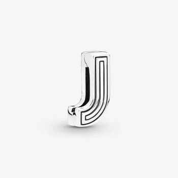 

DIY 100% 925 Sterling Silver Beaded Letter J Clip Charm Silver fit Original Pandora Bracelets Jewelry Women Gift Silver Name DIY