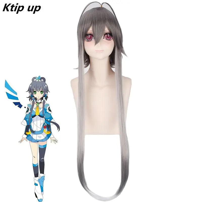 

Ktip Up VOCALOID China Project Luo Tianyi Cosplay Long Straight Ponytails Gray Ombre Braid Wig Hatsune Miku Synthetic Hair