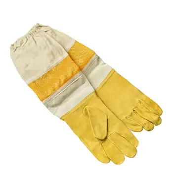 

1PCS Beekeeping Gloves Breathable Protective Gloves Yellow White Sheepskin Cloth Beekeeping Gloves