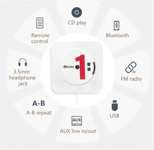 Настенный CD-плеер объемный звук fm-радио Bluetooth USB MP3 диск портативный музыкальный плеер Пульт дистанционного управления стерео динамик для дома
