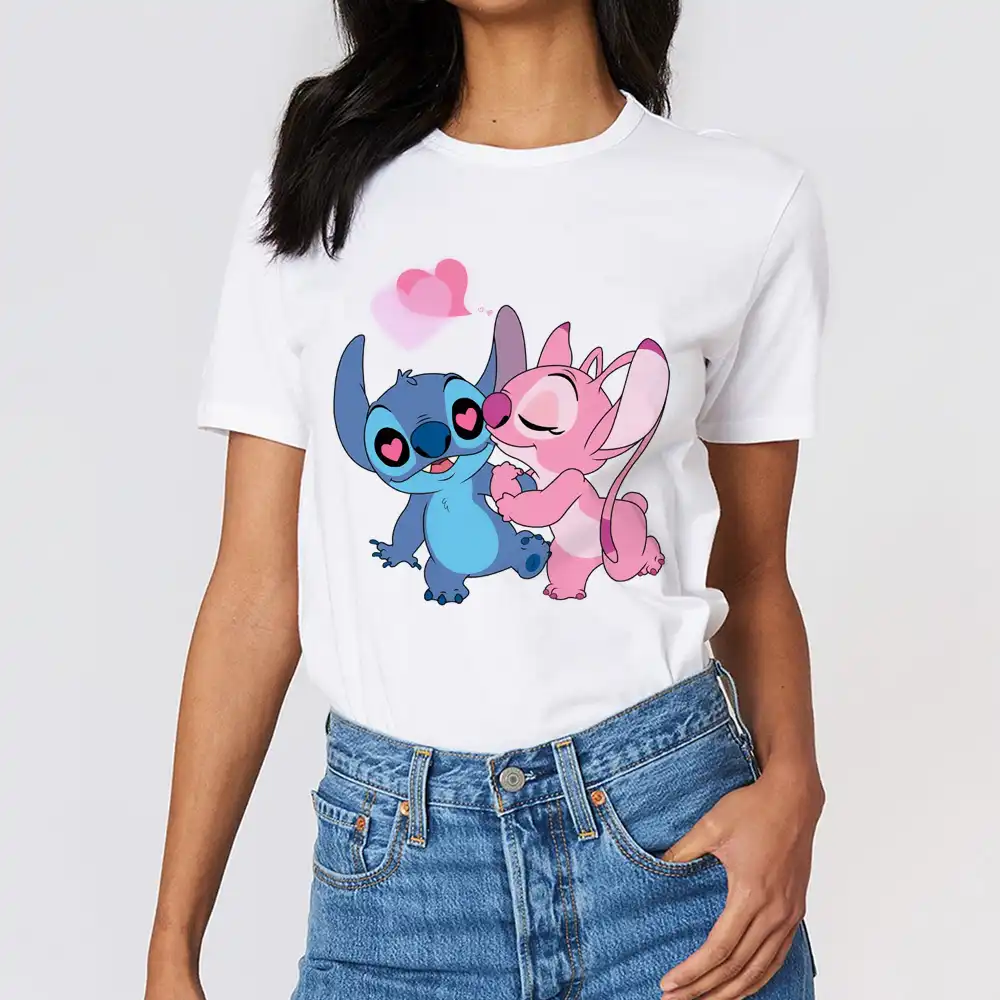 プラスサイズ原宿トップス夏トップスtシャツ女性かわいいtシャツ服女の子リロ スティッチグラフィックtシャツ ドロップ無料 Tシャツ Aliexpress