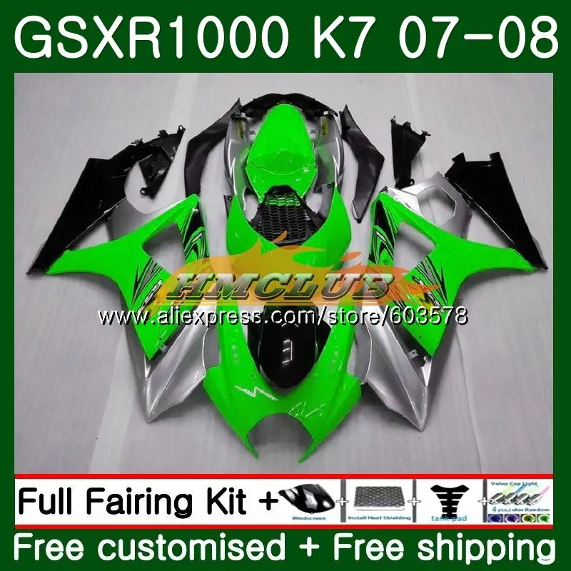 Корпус для SUZUKI GSXR-1000 K7 GSX-R1000 GSXR1000 07 08 12CL. 103 1000CC GSXR 1000 07 08 GSX R1000 2007 2008 обтекателя серебристый - Цвет: No. 1
