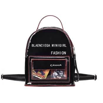 

Laser mirror letter mini backpack women fashion clear bags ladies luxury backpack crossbody high quality student transparent
