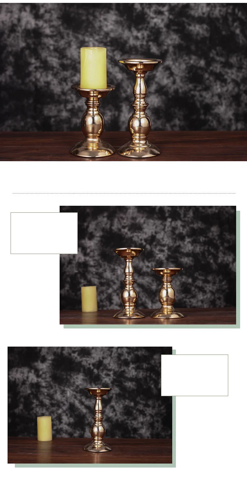 10pcs/Lot Table Candle Holder Plating Metal Candlestick Geometric Romantic Candle Holders for Wedding Dinner Decoration ZZT045