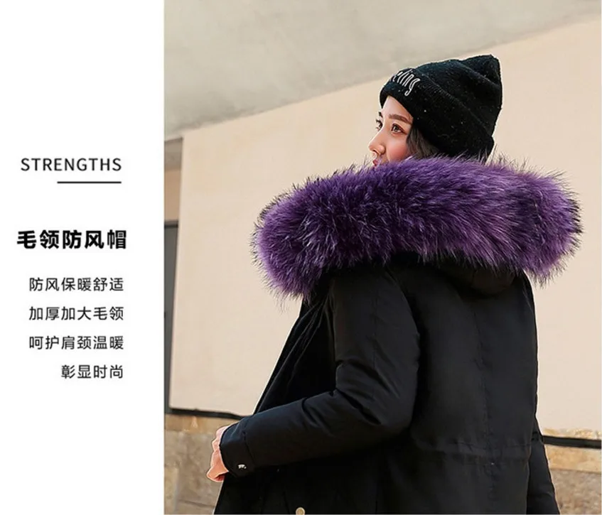 Women's Warm Coat jacket With Velvety Lining Women Extra Size Slim Long Coat Women Winter Big fur Hoodie Parker Mujer coat