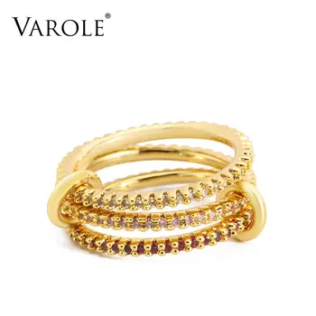 

VAROLE Multi-layer Ring Gold Color Punk Finger Rings For Women Accessories Color Crystal Fashion Jewelry