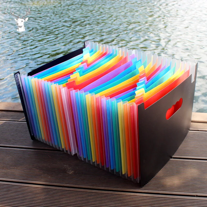 13/24/37 Layer Organ Bag File Holder A4 Document Bag Rainbow