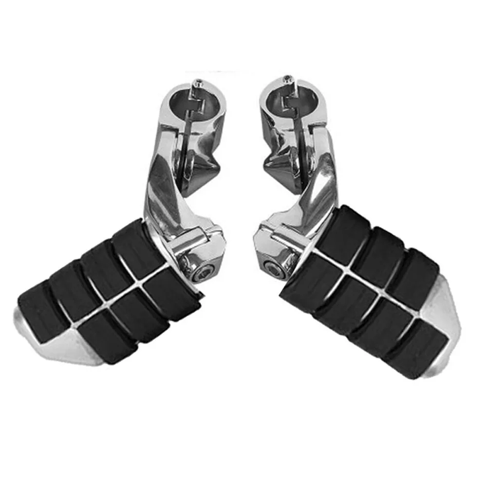 Universal Heavy Foot Peg Pedal W/ 2.5&quot Angled Mount Bracket For 1.25&quot Enging Guard Crash Bar Harley Road King Fat Boy 883 |