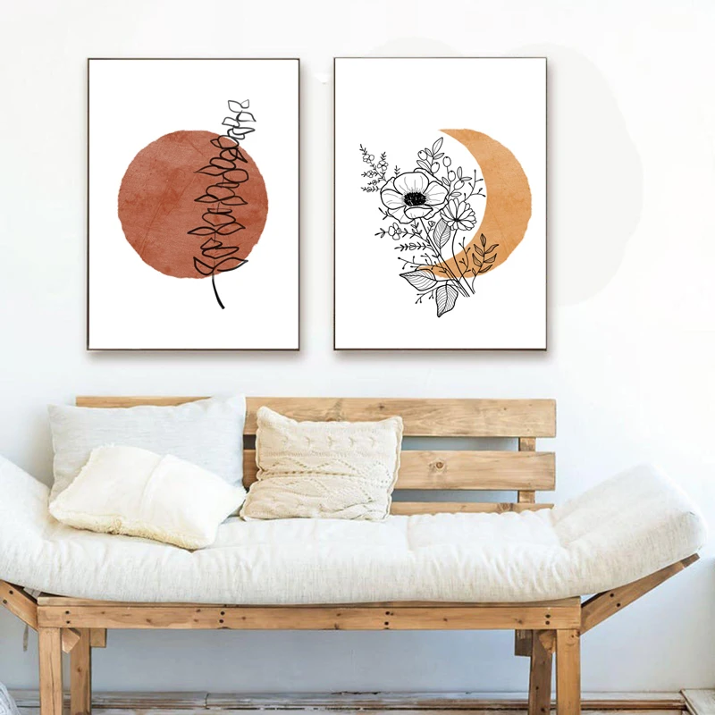 Terracotta-Sun-and-Moon-Boho-Abstract-Canvas-Painting-Wall-Art-Posters-Eucalyptus-Flower-Plants-Line-Art (4)