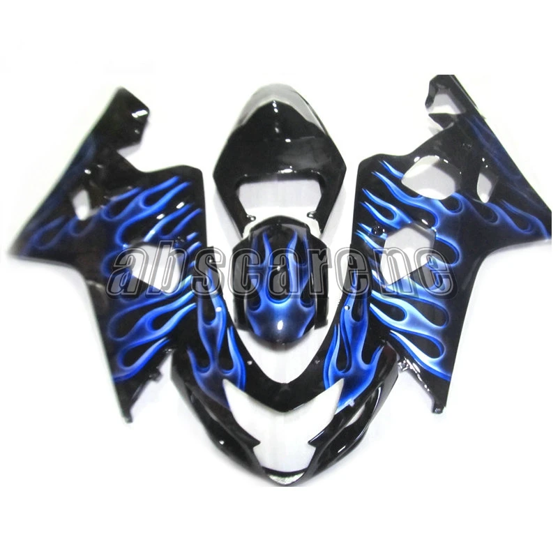 Полный комплект обтекателей для Suzuki GSXR600 GSXR750 K4 2004 2005 G-SXR750 04 05 ABS пластик кузова мотоцикла черный с синим пламенем