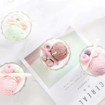 

Creative 3D Ice cream Candles Simulated Dessert Smokeless Scented Candle Valentine Day Gift Party Ornament Home Decoration