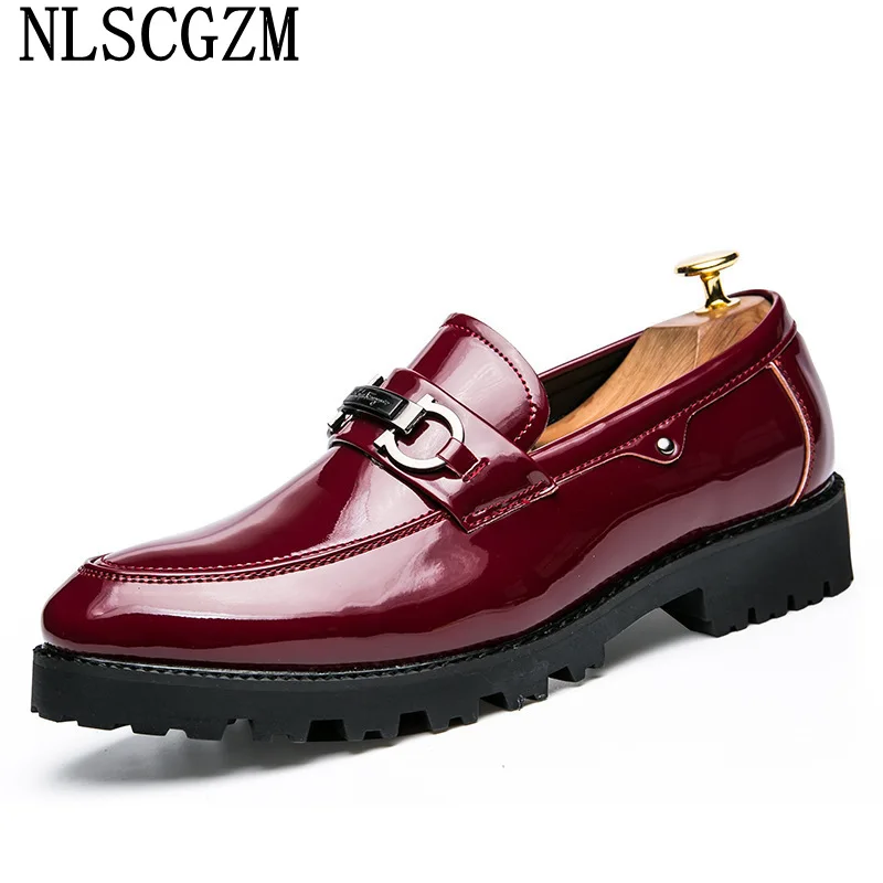 Slip On Shoes Men Men Dress Shoes Fashion Loafers Patent Leather Shoes