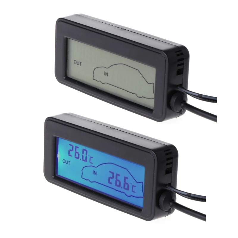Digital thermometer Mini digital car LCD display Indoor outdoor thermometer 12V Vehicles 1.5m cable sensor N84F