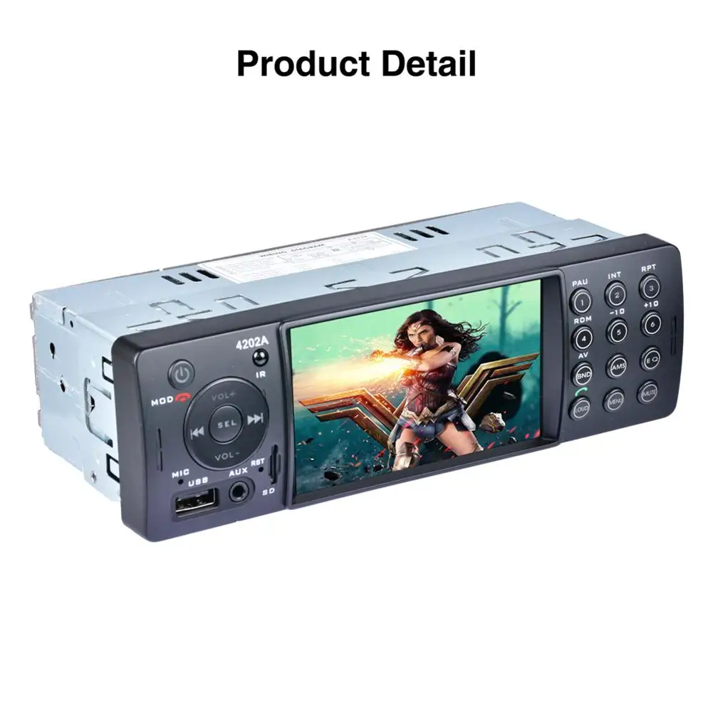 Автомобильный стерео 4 дюймов Авто Радио Bluetooth USB SD Aux FM приемник для гарнитуры в-тире HD MP5 видео плеер 7 цветов Кнопка задняя подсветка