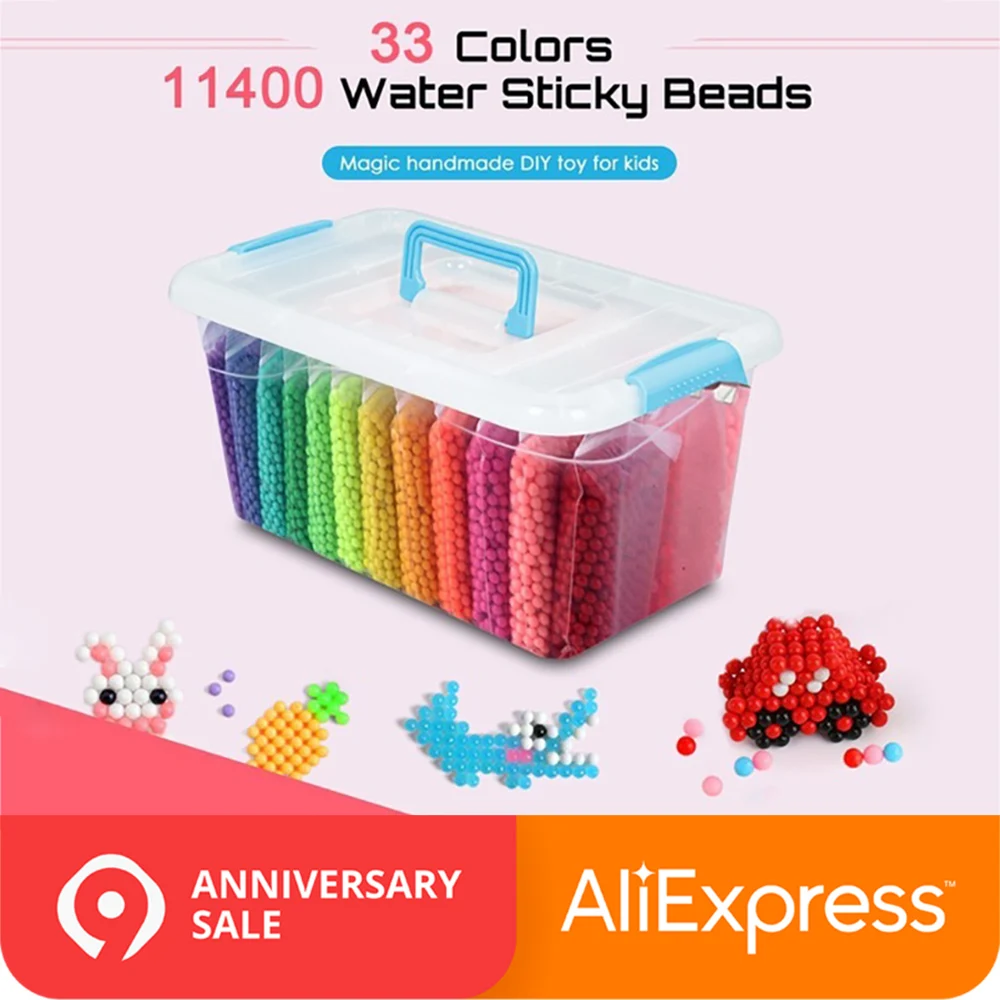 Günstige 11400 stücke Wasser Sticky Perlen Spielzeug DIY Magie Perle Spielzeug Hand Machen 3D Wulst Pädagogische Puzzle Spielzeug für Kinder Kinder zauber Aufzufüllen