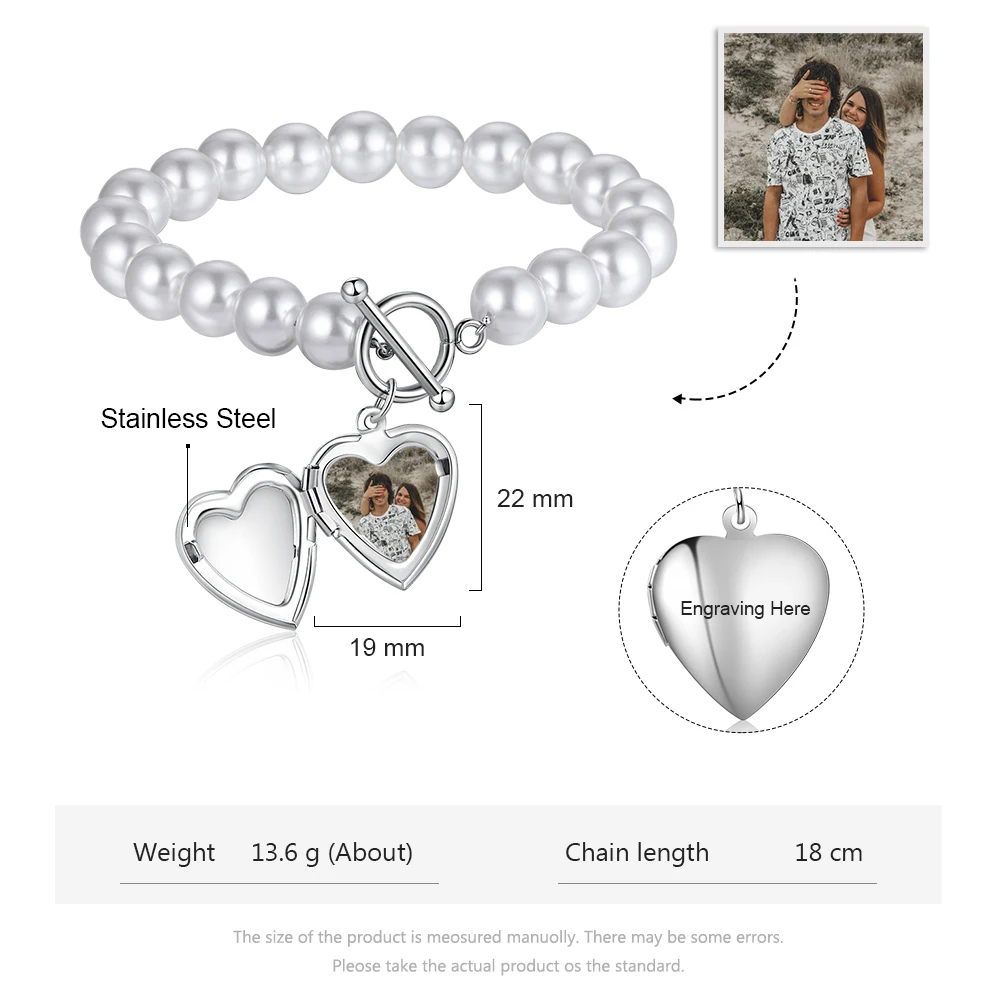 Personalized Heart Locket Bracelet