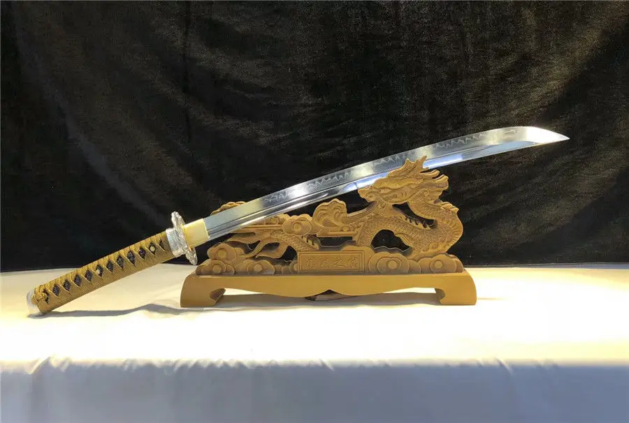 Handmade High Quality Japanese HRC65 Sharp T10 Clay Tempered Steel Blade Sword Samurai Katana Saber Full Tang