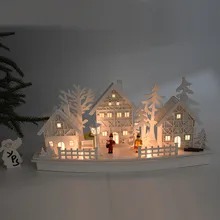 Рождественские украшения для дома, сцена, макет, подарочное украшение, светящийся деревянный дом, рождественское окно, украшение для торгового центра M3352