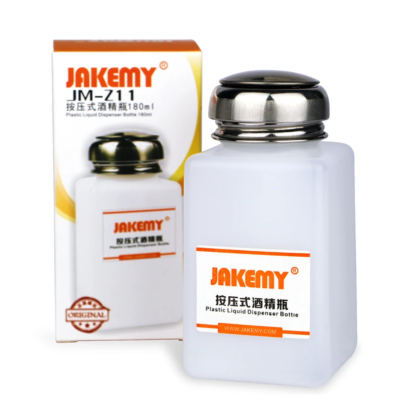 Jakemy Alcohol Fles 120/180Ml Met Rvs Fles Cap Voor Mobiele Telefoon Reparatie Schoon Anti Statische Vloeibare plastic