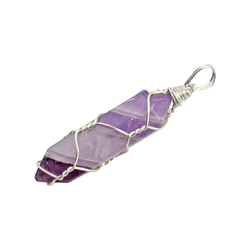 Natural Crystal Hexagonal Column Amethyst Pendants Charms For Diy Earrings Necklace Jewelry Making