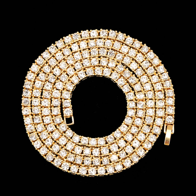 1 row Rhinestone men's hip hop Necklace rap singer Necklace ice tennis chain necklace shiny women's Necklace NEW 2021