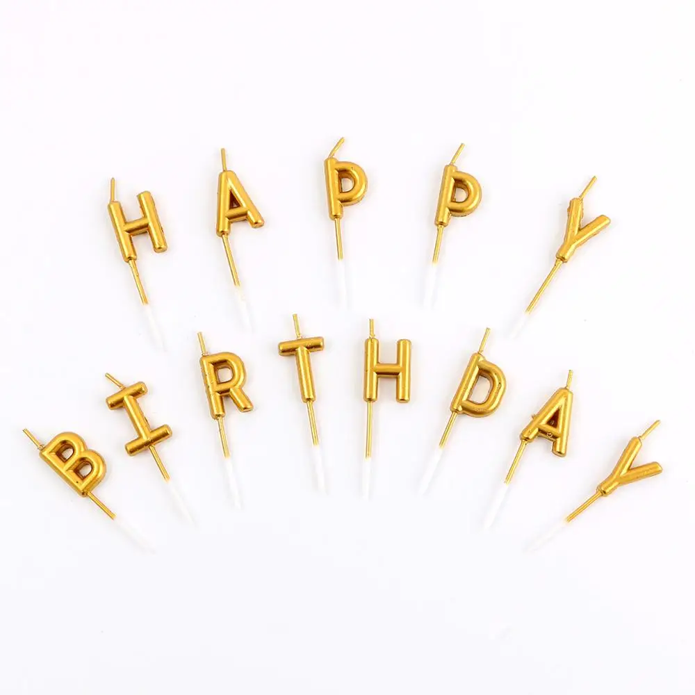 1 комплект золотого и серебряного цвета с надписью «Happy Birthday», праздничный торт, праздничные принадлежности для дня рождения, милые свечки на день рождения для кухни, выпечка в подарок