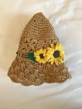 

girls caps Straw hat Sunflower design sweet summer kids girl cap