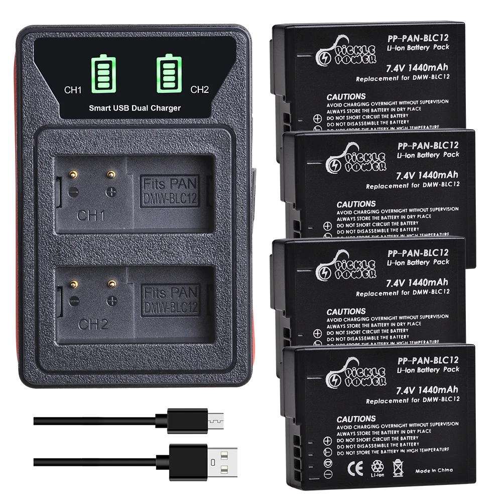 DMW BLC12 аккумулятор + встроенное двойное зарядное устройство USB со светодиодной