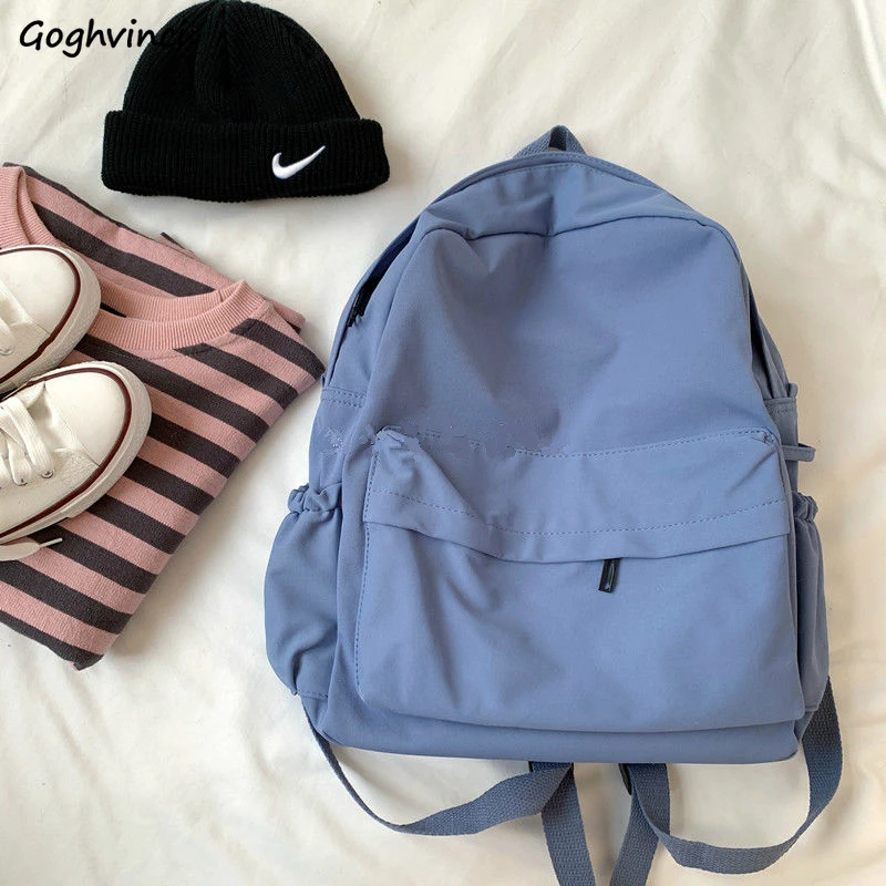 Mochilas de Nylon resistentes al agua para mujer, morrales de Nylon resistentes al agua para estudiantes de ocio Harajuku con cremallera sólida, mochilas que combinan con todo, gran capacidad Ulzzang