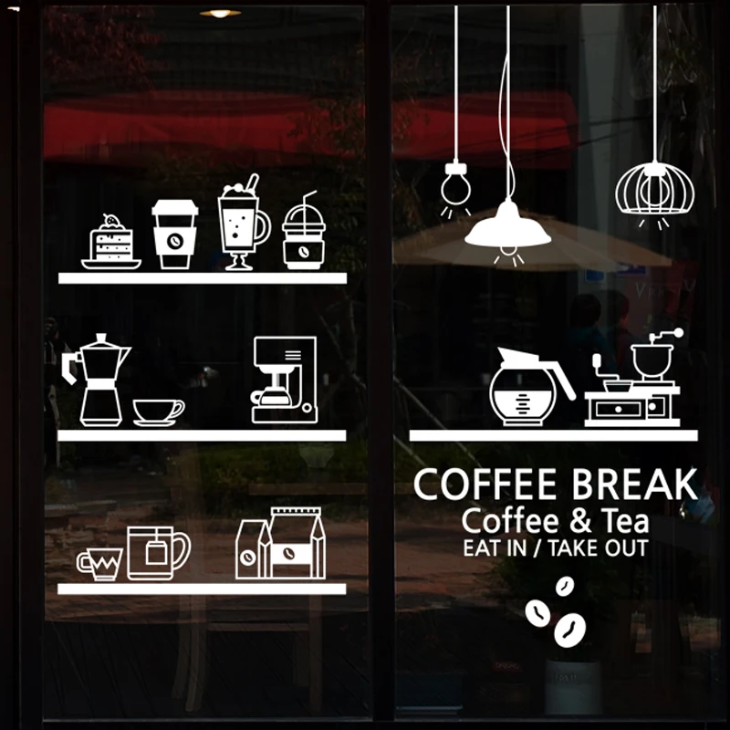 

Milk tea Coffee Shop Cafes Ice Cream Bread Cake Kitchen Wall Art Sticker Decal DIY Home Decoration Mural Decor
